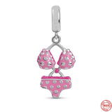Pink Heart Bead Bracelet Fit Bracelet 925 Silver DIY Jewelry Gift