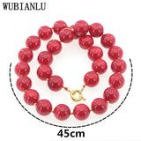 Charming Red Coral Beads Necklace Chain Choker Women Natural Stone Jewelry