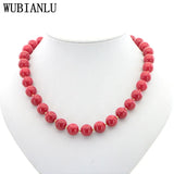 Charming Red Coral Beads Necklace Chain Choker Women Natural Stone Jewelry