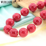 Charming Red Coral Beads Necklace Chain Choker Women Natural Stone Jewelry