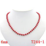 Charming Red Coral Beads Necklace Chain Choker Women Natural Stone Jewelry