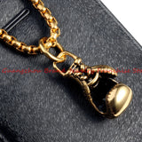 Men's Boxing Glove Pendant Necklace Heavy Silver/Gold/Black 316L Stainless Steel