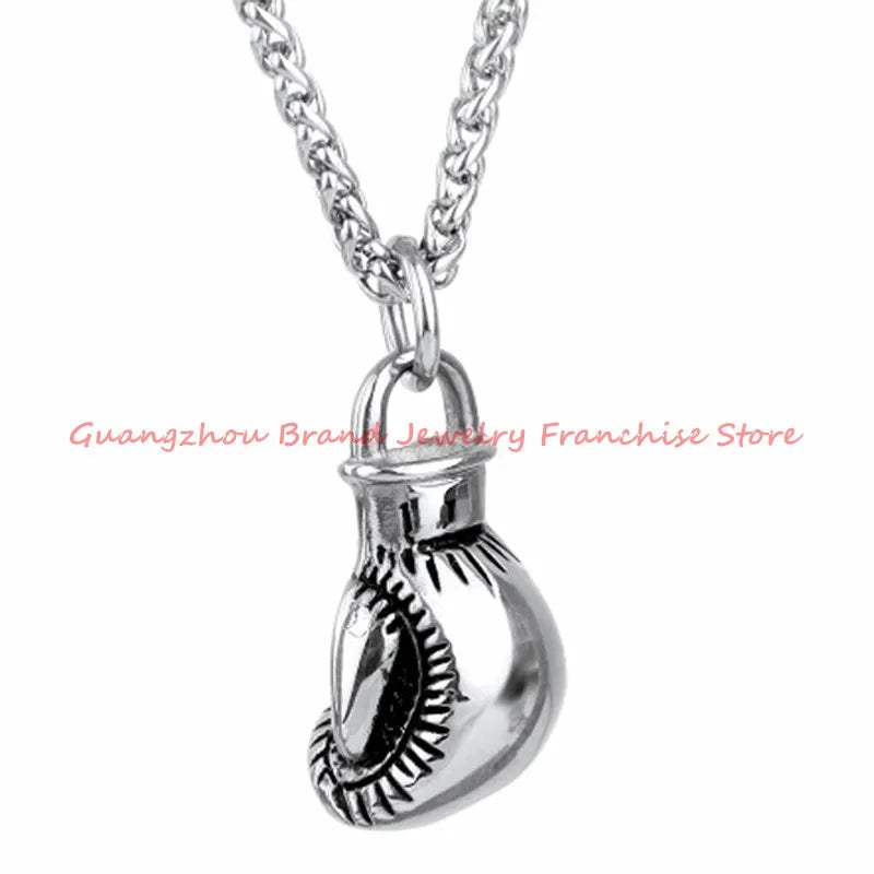 Men's Boxing Glove Pendant Necklace Heavy Silver/Gold/Black 316L Stainless Steel