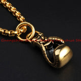Men's Boxing Glove Pendant Necklace Heavy Silver/Gold/Black 316L Stainless Steel
