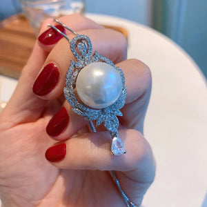 Pearl Pendant Necklace for Women Diamond Anniversary Gift