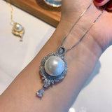 Pearl Pendant Necklace for Women Diamond Anniversary Gift