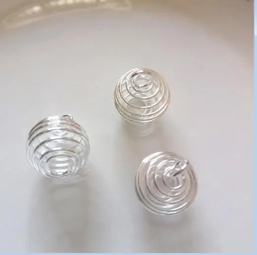 200pcs Alloy Spiral Beads Cages Pendants Jewelry DIY Gold/Silver 14x15mm/20x25mm