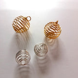 200pcs Alloy Spiral Beads Cages Pendants Jewelry DIY Gold/Silver 14x15mm/20x25mm