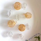 200pcs Alloy Spiral Beads Cages Pendants Jewelry DIY Gold/Silver 14x15mm/20x25mm