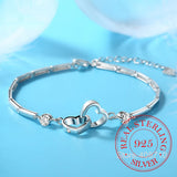 925 Silver Bracelet CZ Double Heart Jewelry Women's Gift