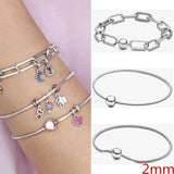 925 Sterling Silver Love Heart Magnetic Bracelet Sparkling Disc Clasp Bangle