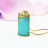 Jades Stone Pendant Chain Necklace Stainless Steel Crystal Gold Jewelry