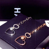 Romantic Double Heart Bracelet for Women, CZ Charms Bangles for Her