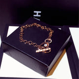 Romantic Double Heart Bracelet for Women, CZ Charms Bangles for Her
