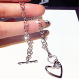 Romantic Double Heart Bracelet for Women, CZ Charms Bangles for Her