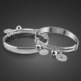 Kids 925 Silver Bangles Chinese Money Pendants Solid Bracelets Baby Jewelry