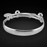 Kids 925 Silver Bangles Chinese Money Pendants Solid Bracelets Baby Jewelry