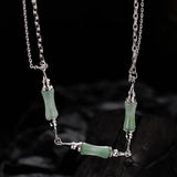 Chinese Green Dongling Jade Necklace Female High Sense S925 Sterling Silver