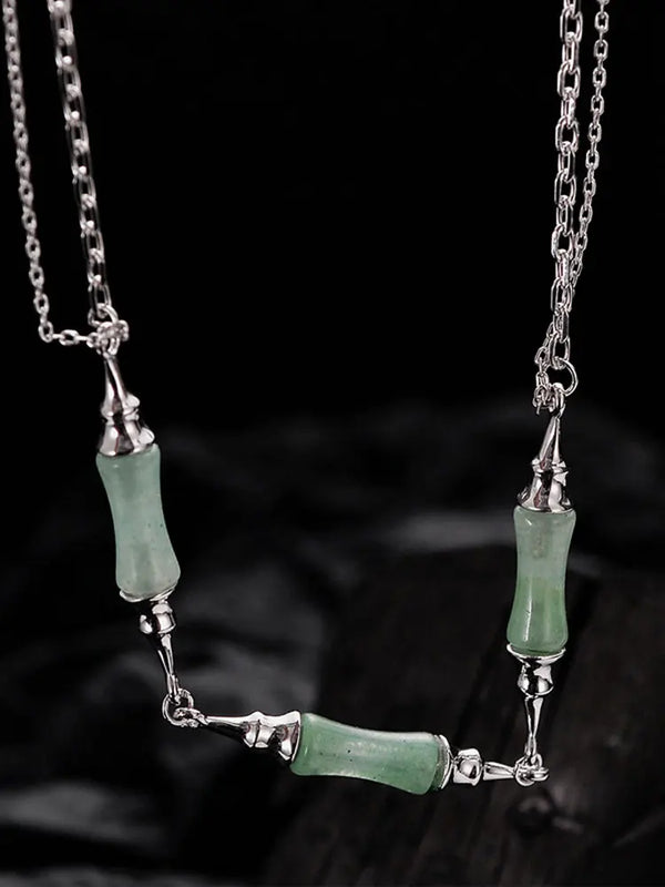 Chinese Green Dongling Jade Necklace Female High Sense S925 Sterling Silver