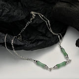 Chinese Green Dongling Jade Necklace Female High Sense S925 Sterling Silver