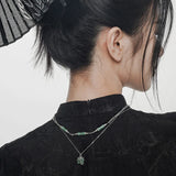 Chinese Green Dongling Jade Necklace Female High Sense S925 Sterling Silver