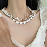 Chinese Retro Beaded Autumn Pearl Baroque Stone Necklace All-match Sweater Chain