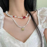 Chinese Retro Beaded Autumn Pearl Baroque Stone Necklace All-match Sweater Chain