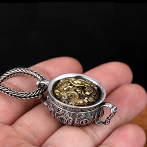 Chinese Style Lucky Money Transfer Silver Necklace Retro Sweater Chain