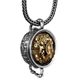 Chinese Style Lucky Money Transfer Silver Necklace Men's Retro Sweater Chain