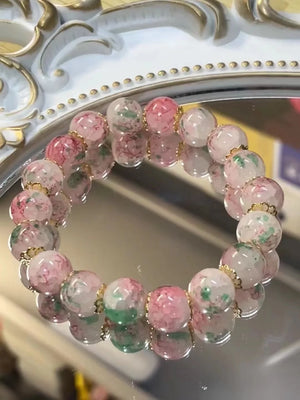 Chinese Style Sakura Glass Beaded Bracelet for Women
