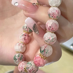 Chinese Style Sakura Glass Beaded Bracelet for Women