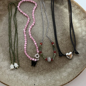 Chinese Style Stone Wood Pearl Beaded Necklace Collection