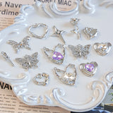 Chinese Style Sweet Wind Y2k Silver Love Butterfly Rose Necklace Pendant