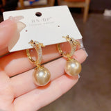 Chinese Style Dragon Pearl Inlaid Earrings