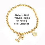 Chinese Style Vintage Lucky Gourd Pendant Steel Beads Chain Bracelet