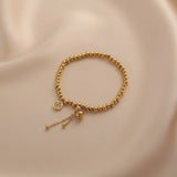 Chinese Style Vintage Lucky Gourd Pendant Steel Beads Chain Bracelet