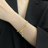 Chinese Style Vintage Lucky Gourd Pendant Steel Beads Chain Bracelet