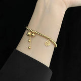 Chinese Style Vintage Lucky Gourd Pendant Steel Beads Chain Bracelet