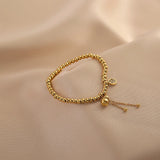 Chinese Style Vintage Lucky Gourd Pendant Steel Beads Chain Bracelet