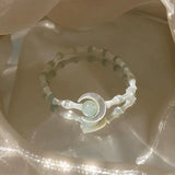 Chinese Women Bamboo Beads Bracelet Moon Elastic Jewelry Gift