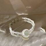 Chinese Women Bamboo Beads Bracelet Moon Elastic Jewelry Gift