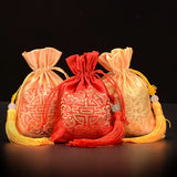 Chinese Knot Christmas Bag Silk Brocade Jewelry Pouch 4pcs/lot