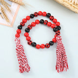 Christmas Beaded Hanging Beads Twine Tassel Wooden Bead String Home Decoration