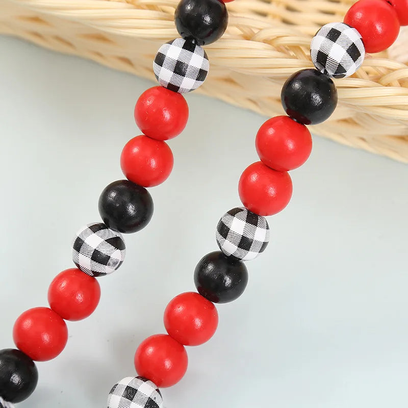 Christmas Beaded Hanging Beads Twine Tassel Wooden Bead String Home Decoration