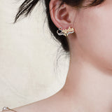 Christmas Name Studs Earrings Two Tones With Bell for Women