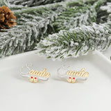 Christmas Earrings Stud Plated Two Tones Personalized Name Studs Earrings