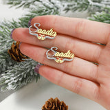 Christmas Earrings Stud Plated Two Tones Personalized Name Studs Earrings