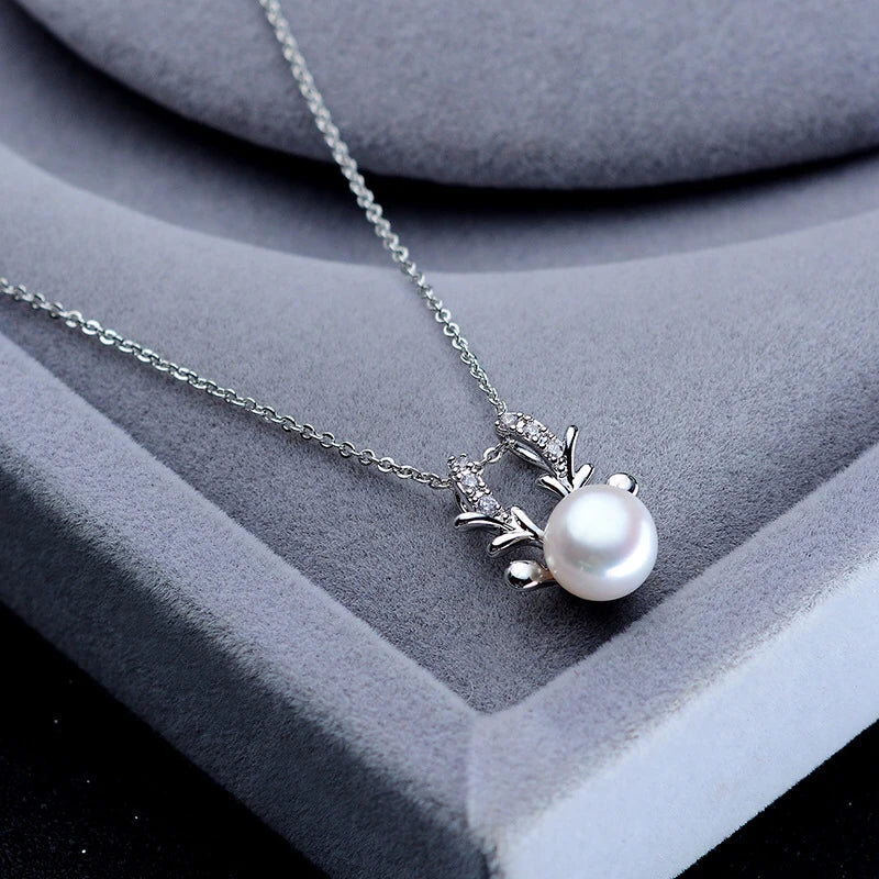 Christmas Deer 8-9mm Pearl Pendant Jewelry Party Gift 10pcs/lot
