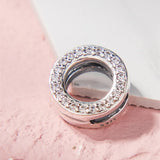 925 Sterling Silver Christmas Reflexions Circle of Pave Clip Charms