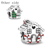 Christmas Snowman Santa Hat House Charm Sterling Silver Bead DIY Bracelet